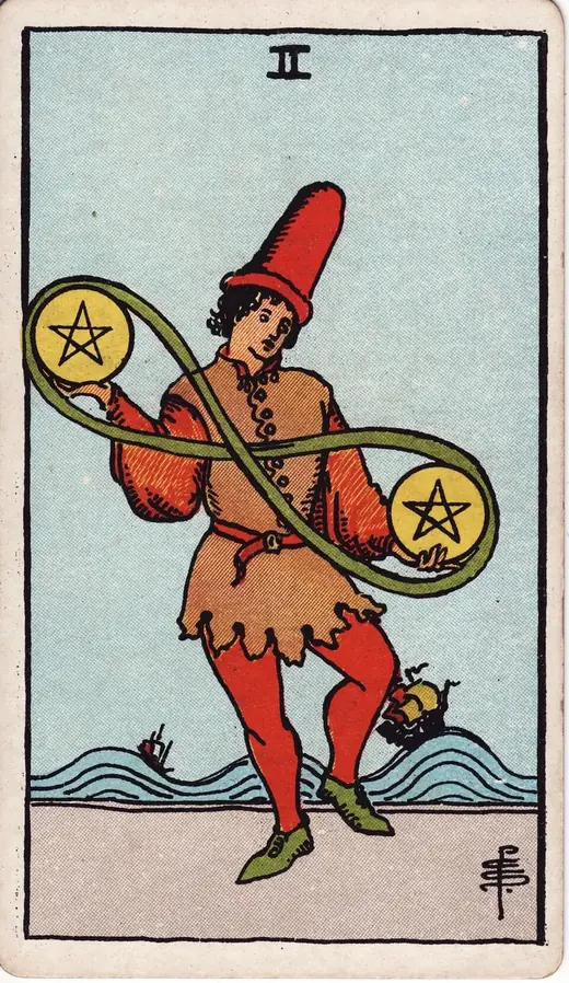Carta de tarot Dois de Ouros