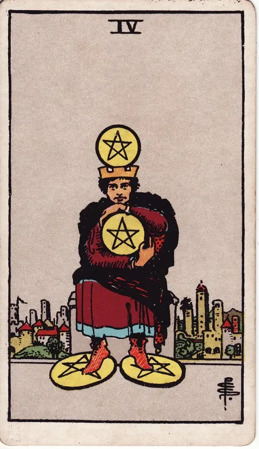 Carta de tarot Quatro de Ouros